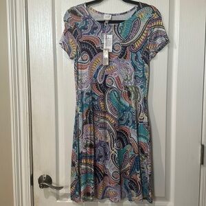 Cupio size S/P short sleeve multicolor paisley dress NWT